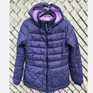 NORTH FACE 550 Goose Down Parka Women Medium Ski Puffer Coat Hooded Purple Puffy